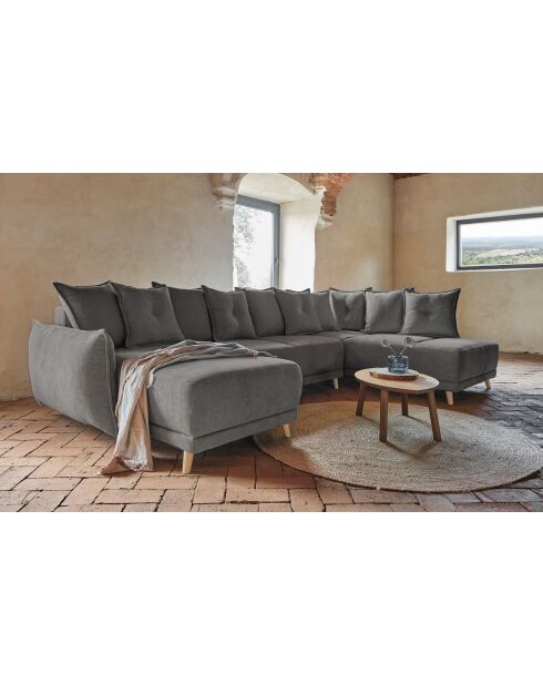 U Hoekbank Omvormbaar Rechthoekig Lazy Lukka Donkergrijs - 320x191x85 cm