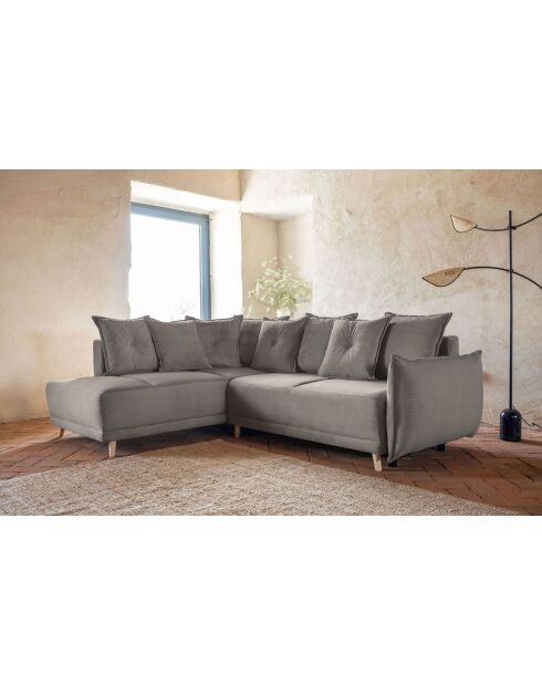 Ecksofa L, umwandelbar, linke Ecke, Lazy Lukka Latte, 247 x 191 x 85 cm