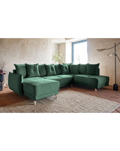 Lazy Lukka Ecksofa, umwandelbar, rechteckig, 320 x 191 x 85 cm, Flaschengrün