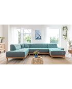 canapé d'angle 8pl convertible droite Dazzling Daisy Turquoise- 330x190x77 cm