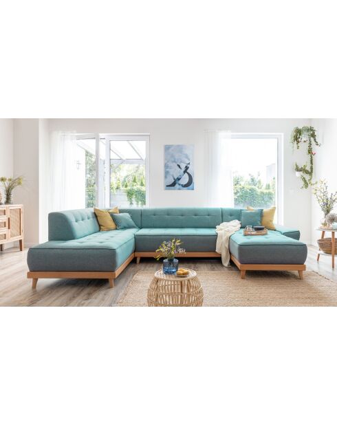 Dazzling Daisy Turquoise Ecksofa, 8-teilig, umwandelbar, rechts, 330 x 190 x 77 cm