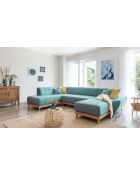 canapé d'angle 8pl convertible droite Dazzling Daisy Turquoise- 330x190x77 cm