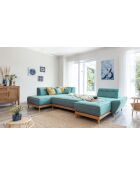 canapé d'angle 8pl convertible droite Dazzling Daisy Turquoise- 330x190x77 cm