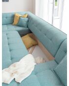 canapé d'angle 8pl convertible droite Dazzling Daisy Turquoise- 330x190x77 cm