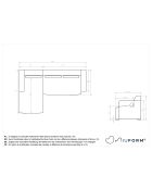 Festes S-Ecksofa, links Flex Felix Olive- 264x154x70 cm