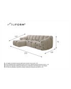 Festes Ecksofa S Left Shell Grey - 255x165x75 cm