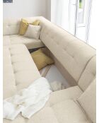 Divano angolare destro convertibile 8pl Dazzling Daisy Beige- 330x190x77 cm