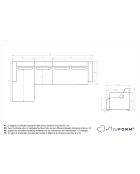 Fixiertes M-Ecksofa, links Flex Felix Dunkelgrau - 340x154x70 cm