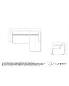 Festes Ecksofa S; gerade Flex Felix Gray- 264x154x70 cm