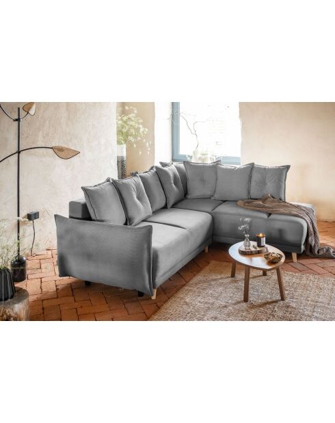 L Wandelbares Ecksofa; rechte Ecke Lazy Lukka Hellgrau- 247x191x85 cm