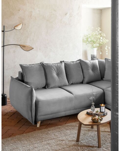 L Wandelbares Ecksofa; rechte Ecke Lazy Lukka Hellgrau- 247x191x85 cm