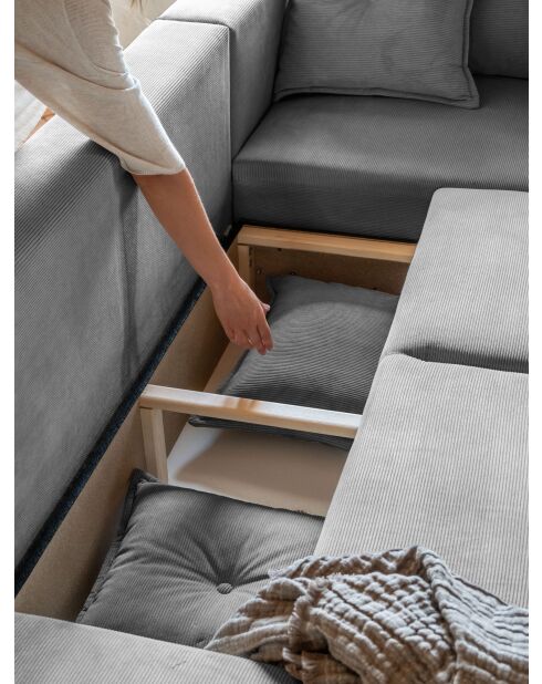 L Wandelbares Ecksofa; rechte Ecke Lazy Lukka Hellgrau- 247x191x85 cm