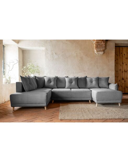 U hoekbank omvormbaar linkerhoek Lazy Lukka lichtgrijs - 320x191x85 cm