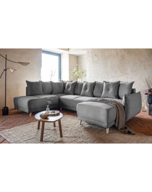 U hoekbank omvormbaar linkerhoek Lazy Lukka lichtgrijs - 320x191x85 cm