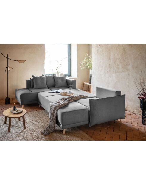 U hoekbank omvormbaar linkerhoek Lazy Lukka lichtgrijs - 320x191x85 cm