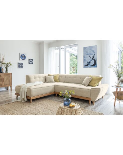 Divano angolare trasformabile sinistro 6pl Dazzling Daisy Beige- 253x190x77 cm