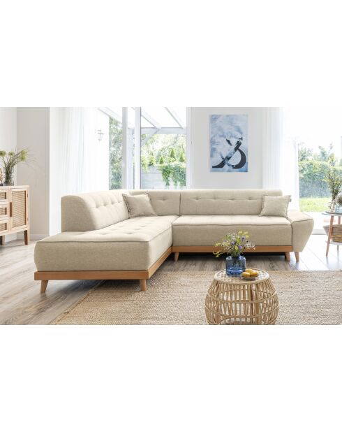 Divano angolare trasformabile sinistro 6pl Dazzling Daisy Beige- 253x190x77 cm