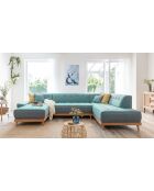 8-plättriges ausziehbares linkes Ecksofa Dazzling Daisy Turquoise - 330x190x77 cm