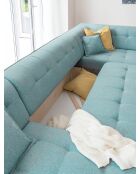 8-plättriges ausziehbares linkes Ecksofa Dazzling Daisy Turquoise - 330x190x77 cm