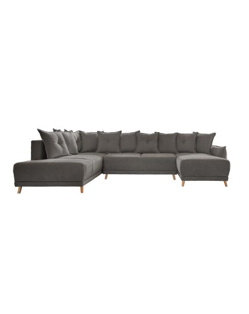 U-Ecksofa, umwandelbar, linke Ecke Lazy Lukka, Dunkelgrau - 320x191x85 cm