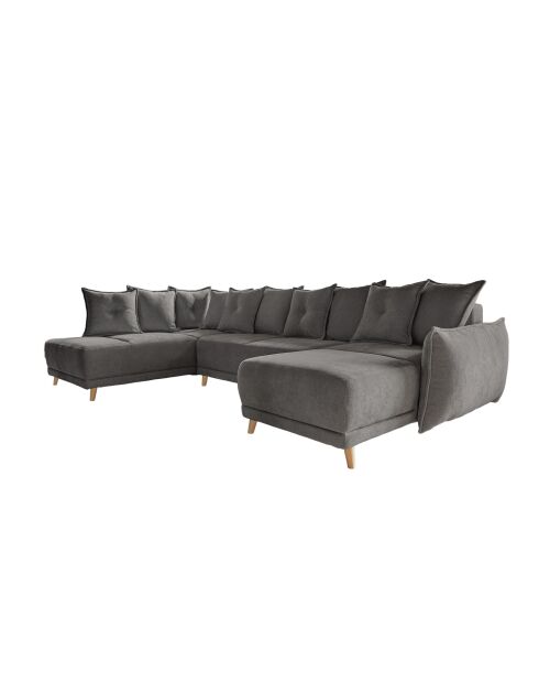 U-Ecksofa, umwandelbar, linke Ecke Lazy Lukka, Dunkelgrau - 320x191x85 cm