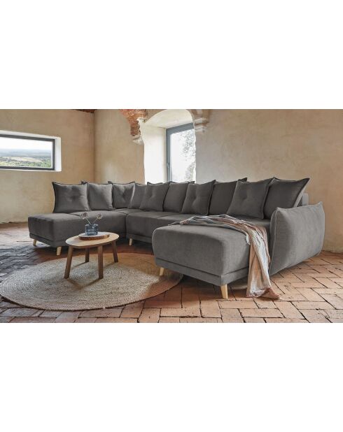 U-Ecksofa, umwandelbar, linke Ecke Lazy Lukka, Dunkelgrau - 320x191x85 cm