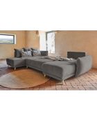 U-Ecksofa, umwandelbar, linke Ecke Lazy Lukka, Dunkelgrau - 320x191x85 cm