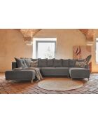 U-Ecksofa, umwandelbar, linke Ecke Lazy Lukka, Dunkelgrau - 320x191x85 cm