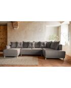Divano angolare a U ad angolo retto convertibile Lazy Lukka Latte - 320x191x85 cm