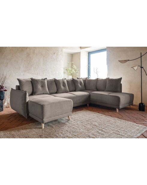 Canapé d'angle U Convertible angle droit Lazy Lukka Latte- 320x191x85 cm