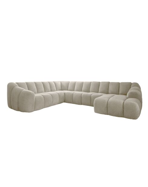 Vaste hoekbank U rechts, Shell Beige, 330x265x75 cm