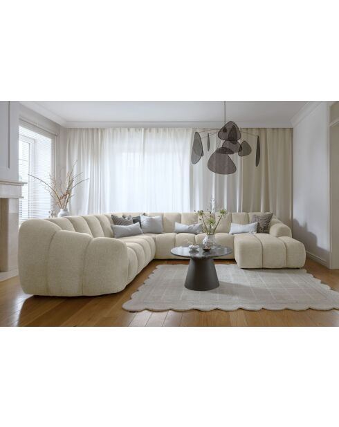 Vaste hoekbank U rechts, Shell Beige, 330x265x75 cm