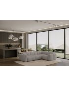 Fixiertes M-Ecksofa, gerades Wolkenhellgrau - 260x197x76 cm