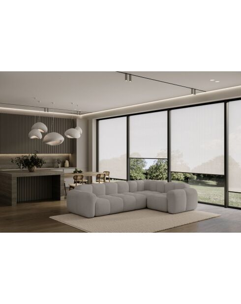 Fixiertes M-Ecksofa, gerades Wolkenhellgrau - 260x197x76 cm