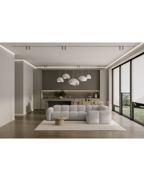 Fixiertes M-Ecksofa, gerades Wolkenhellgrau - 260x197x76 cm