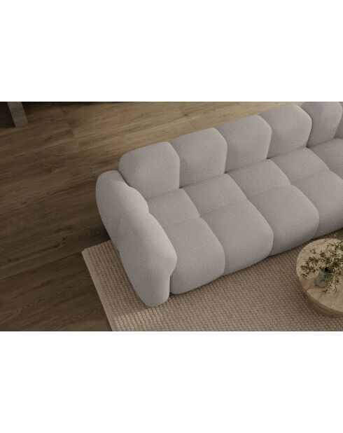 Fixiertes M-Ecksofa, gerades Wolkenhellgrau - 260x197x76 cm