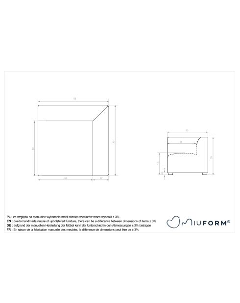 Flex Felix Eckstuhl, 93 x 93 x 70 cm, Grau