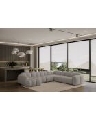 L-MAX Festes Ecksofa, symmetrische Wolke, hellgrau — 328x260x76 cm