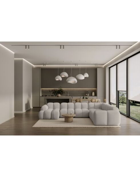 L-MAX Festes Ecksofa, symmetrische Wolke, hellgrau — 328x260x76 cm