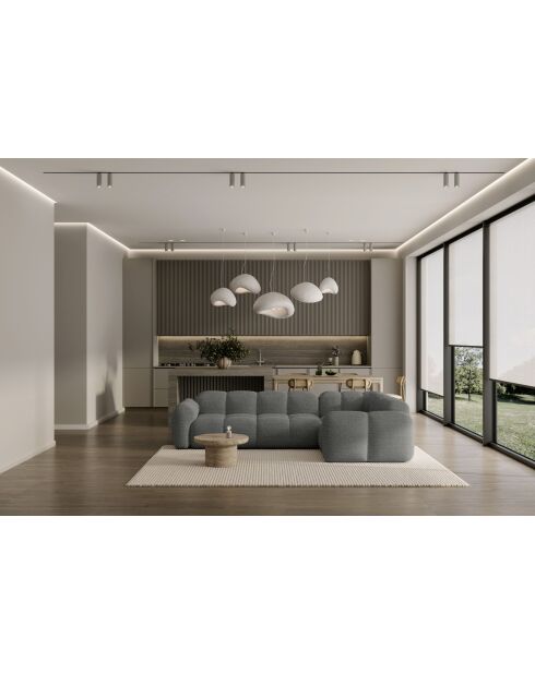 Fixiertes M-Ecksofa, rechts Cloud Gris- 260x197x76 cm