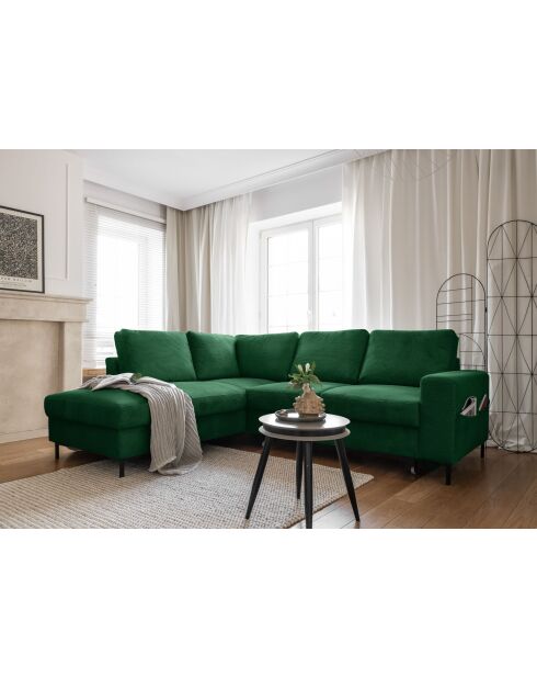 L Ecksofa, umwandelbar, linke Ecke, Lofty Lilly, Smaragdgrün, 237 x 197 x 84 cm