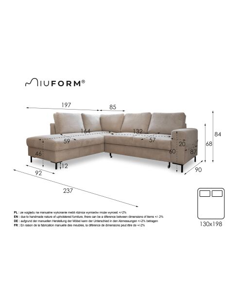 Divano angolare a L convertibile ad angolo sinistro Lofty Lilly Verde smeraldo- 237x197x84 cm