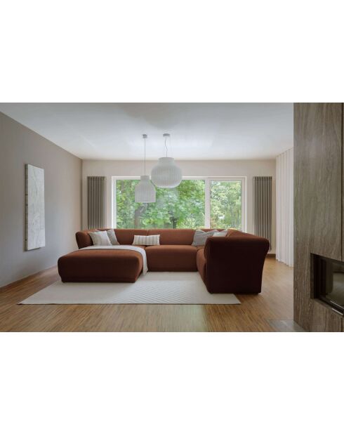 Gatsby Terracotta vaste U-hoekbank rechts - 341x233x87 cm