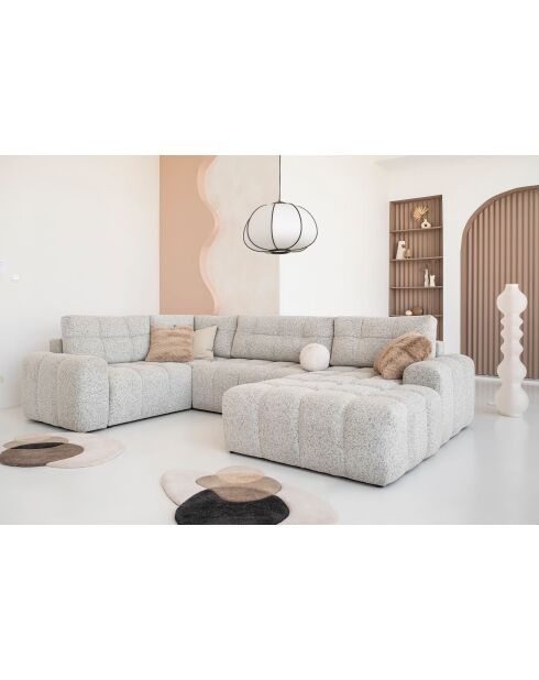 Lulu Right U Ecksofa, ausziehbar, Salt and Pepper, 333 x 213 x 94 cm