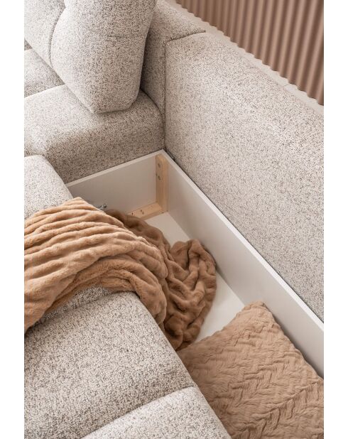 Lulu Right U Ecksofa, ausziehbar, Salt and Pepper, 333 x 213 x 94 cm