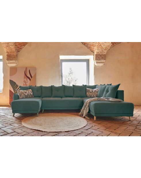 Lazy Lukka Turquoise Lazy Lukka Türkis U-Ecksofa, umwandelbar, rechtwinklig, 320 x 191 x 85 cm