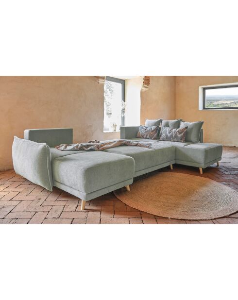 U hoekbank omvormbaar haaks Lazy Lukka lichtgrijs- 320x191x85 cm