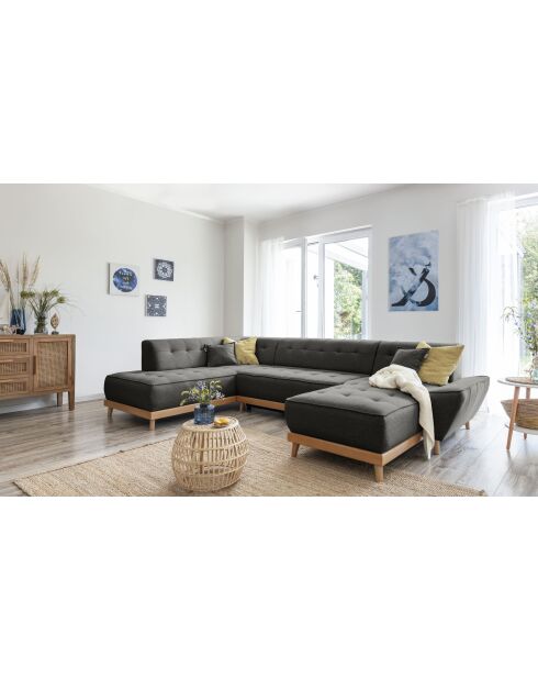 Rechts omvormbare hoekbank Dazzling Daisy Anthracite - 330x190x77 cm