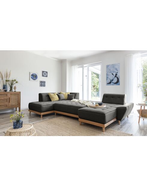 Rechts omvormbare hoekbank Dazzling Daisy Anthracite - 330x190x77 cm