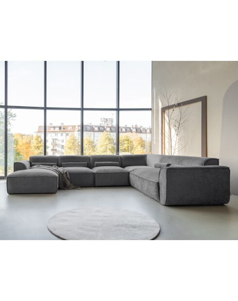 Festes U-Ecksofa, rechts Flex Felix Dunkelgrau - 337x265x70 cm